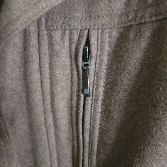 London Fog Wool Blend Bomber Jacket With Full Zip Snap Toast Heather Size L - Picture 5 of 8